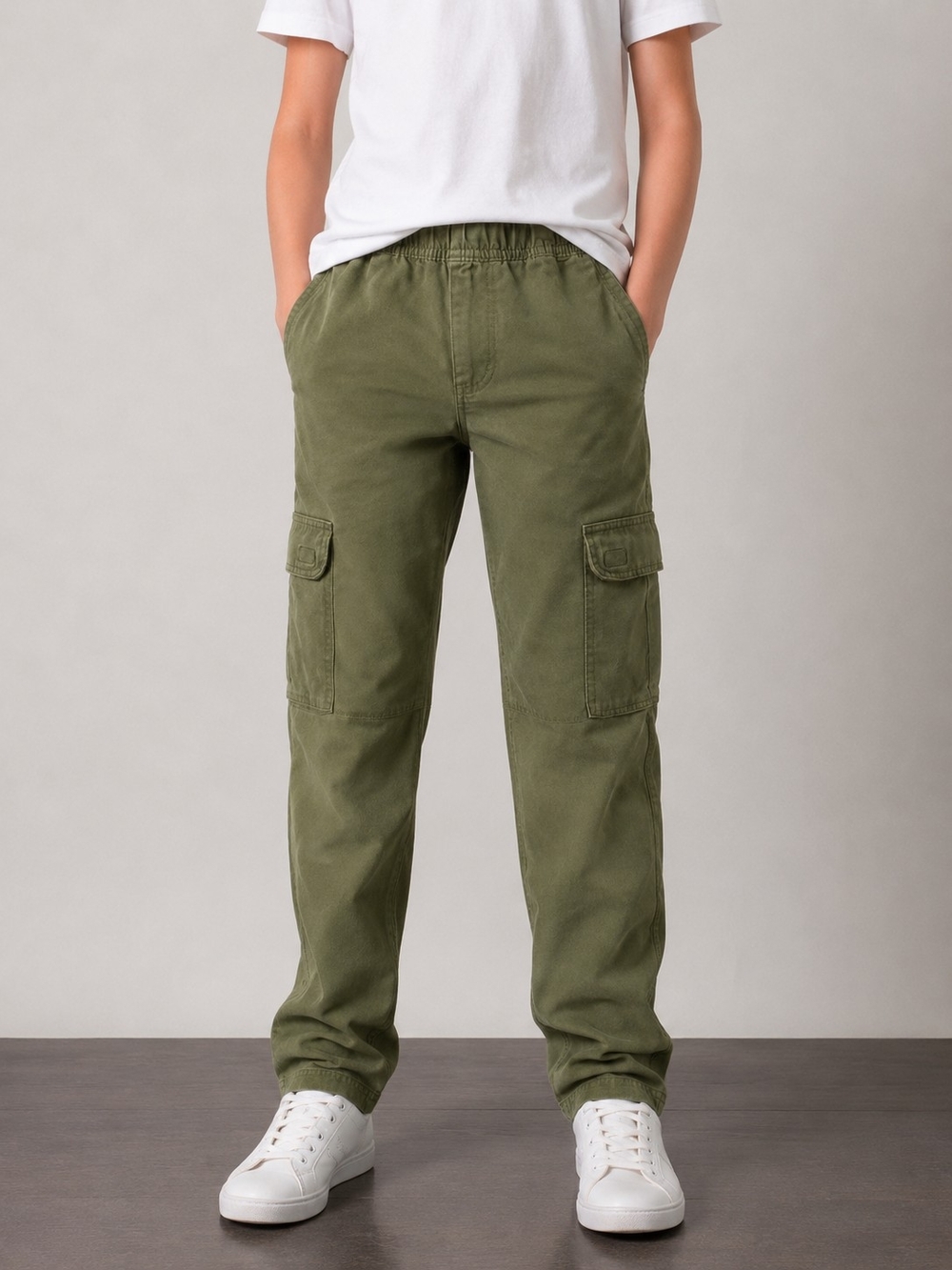 Children’s Place Boys Youth Olive Green Cargo Pants Size 16 Slim New